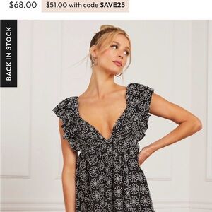 Vici NWOT Black Floral Ruffle V-Neck Sundress